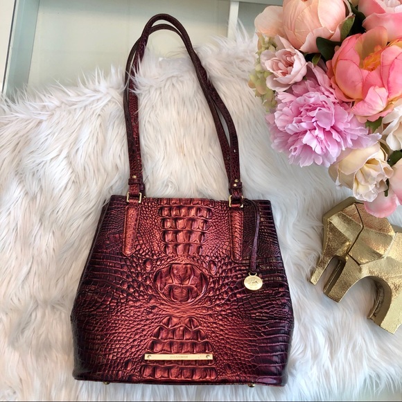 Brahmin Handbags - Brahmin Metallic Red Alligator Embossed Tote